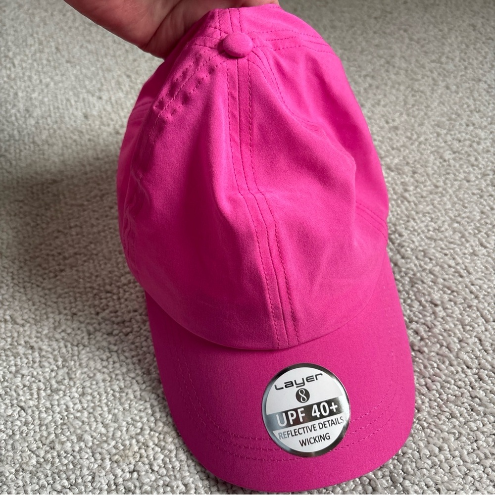 Layer 8 ponytail UPF 40+ladies running hat hot pink
